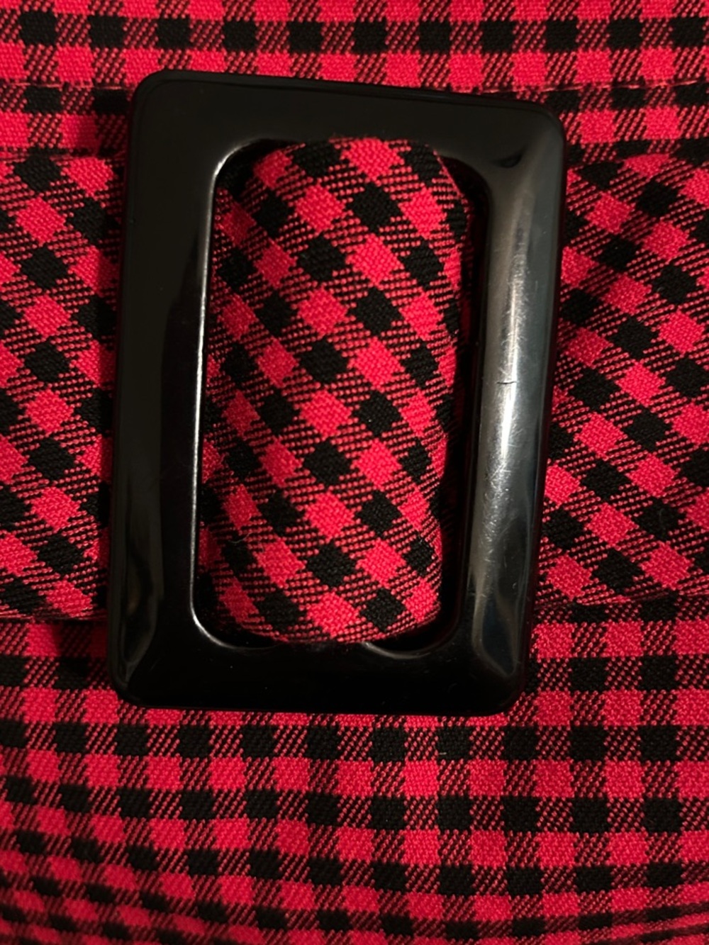 Zara Red and Black Gingham Skirt with Belt Detail